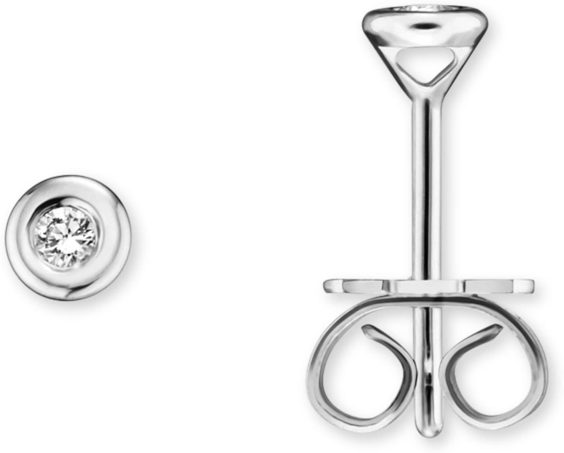Paar Ohrstecker ONE ELEMENT, silber, Ohrringe, Damen, Damen, 0,15, Diamanten Gold Weißgold 585, Diamanten, Gold, Weißgold 585, Sanfte Linie – unaufdringlich und geschmackvoll