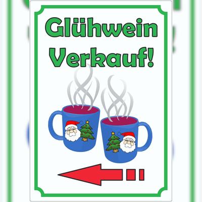 HB-Druck Glühwein Werbeaufkleber Aufkleber Hochkant mit Pfeil links A0 (841x1189mm)