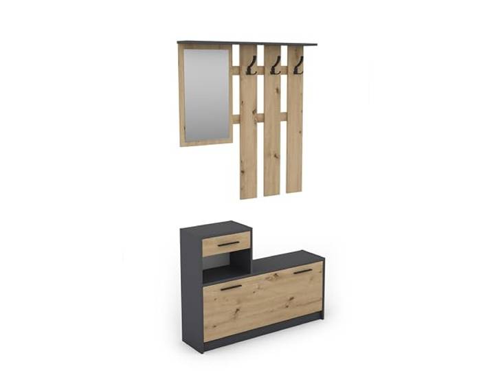 byLIVING Garderoben-Set Tamina, anthrazit, Fronten braun Artisan Eiche