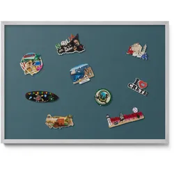 MAGNETTAFEL 70x50 cm Silberner Rahmen Dunkles Petrol