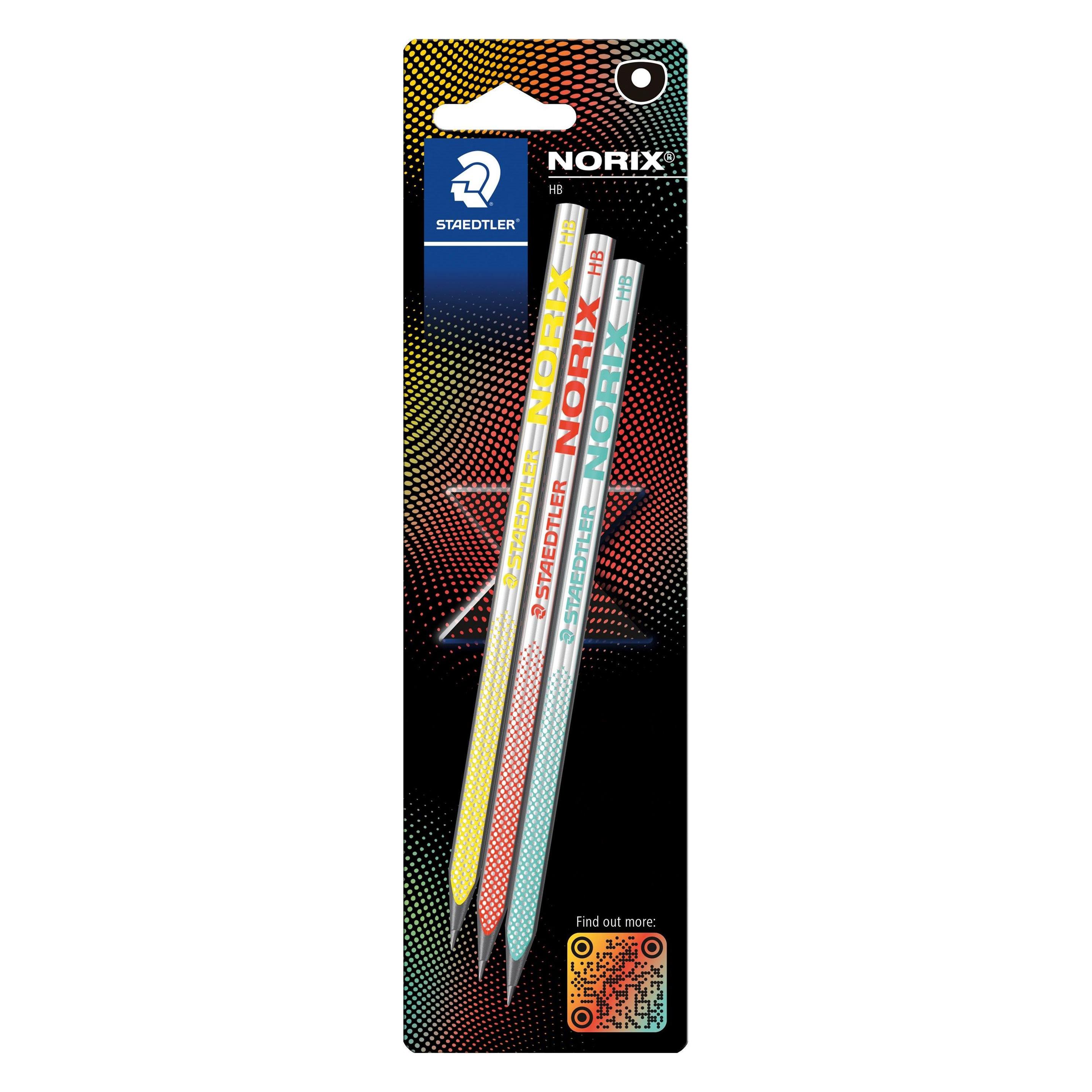 Staedtler Bleistifte Norix HB gelb/rot/grün 3 Stück Blister (2.30 mm, HB, 3x) (181-HBBK3)