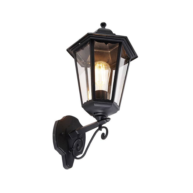 Qazqa Klassieke Buiten Wandlamp Havana Up - Zwart - IP44