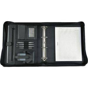 Alassio Schreibmappe 30076, Osi, schwarz, Kunstleder, mit Reißverschluss & Ringbuch, A4