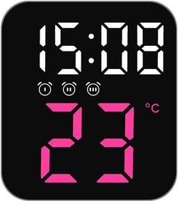 Inspired Deals Smart LED Digital Wall Clock With Temperature Display And Dual Alarms For Bedroom Office rose Red