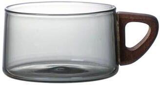 Uplift Essentials Glass American Latte Coffee Cup With Wooden Tray black