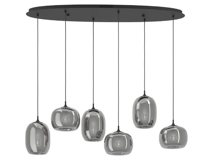 Suspension noire Larva avec abat-jour en verre fumé