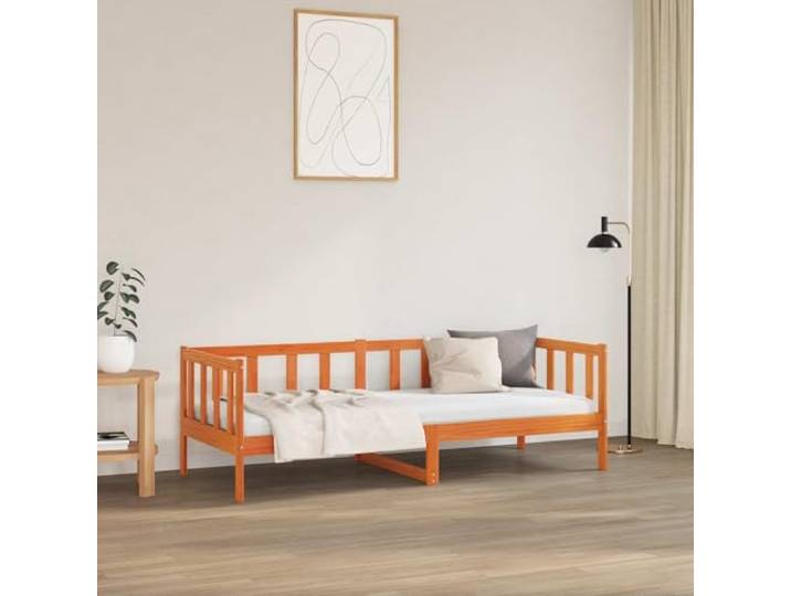 KTHLBRH Einzelbett 90 x 190 cm Kiefer massiv braun gewachst Lattenrost, Kopfteil inklusive, gleichmäßige Unterstützung, Kapazität 100 kg