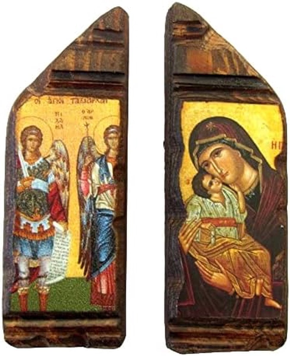 Houten Iconen Set Griekse Decoratie Multicolor - 7,5 cm
