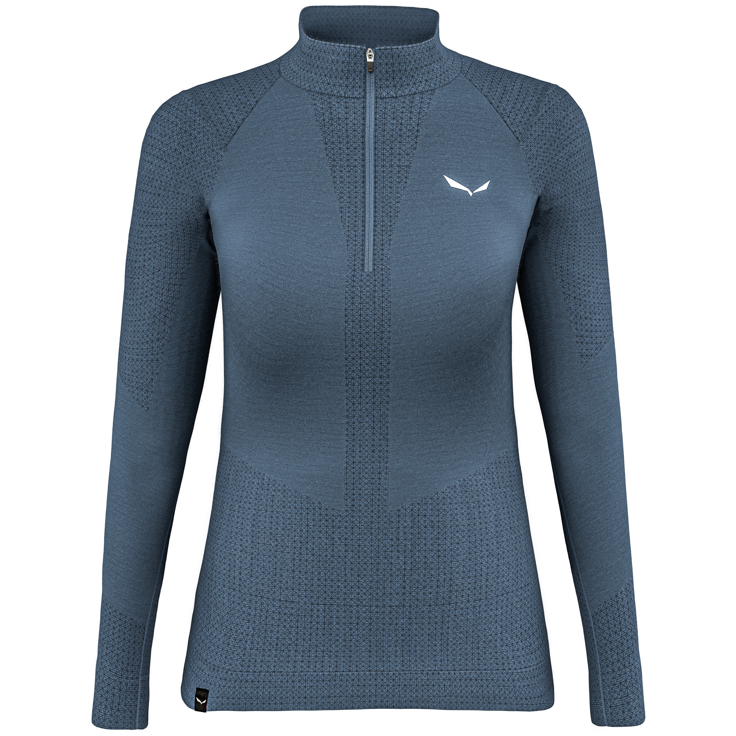 Salewa Zebru Responsive Zip Damen Langarm Unterhemden blau Größe L Trekking Hautfreundlich Merinowolle