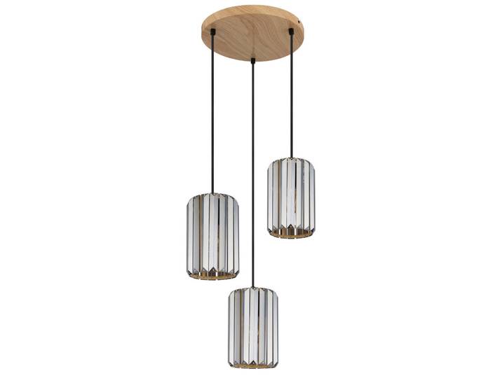Globo Hängeleuchte, Braun, Grau, Metall, Glas, Holzoptik, rund, 120 cm, CE, beliebig kürzbar, Lampen & Leuchten, Innenbeleuchtung, Hängelampen, Pendelleuchte