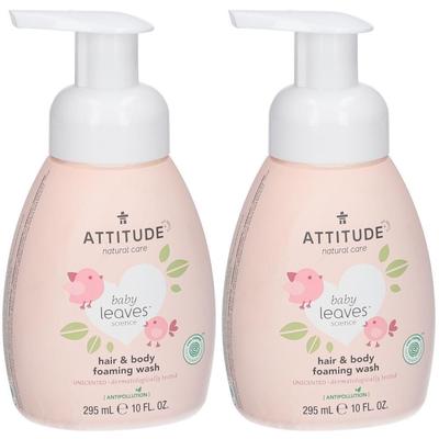 Attitude Baby Leaves 2-in-1 Haar & Lichaam Schuimende Wasgel Zonder Parfum x2 2x295 ml Waschgel