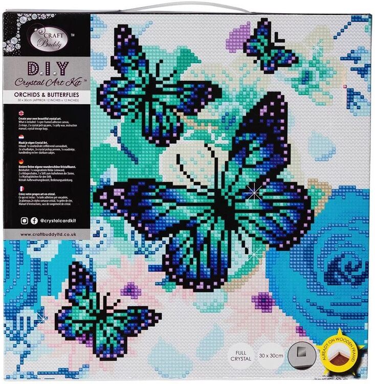 CRYSTAL ART Kit tableau broderie diamant 30x30cm - Papillons