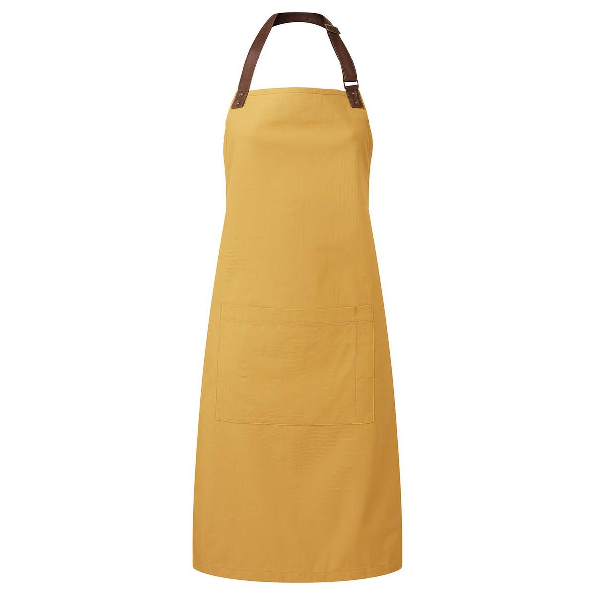 Premier Unisex Erwachsene Anhang Oxford Kunstleder Bibbed Voll Schürze (Senf)