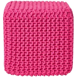 STRICK-POUF pink, Sitzwürfel 35/35/35 cm