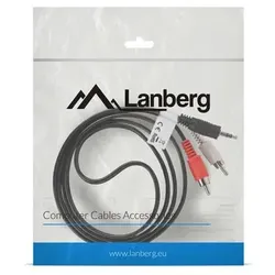Lanberg CA-MJRC-10CC-0015-BK Audio-Kabel 1,5 m 3.5mm 2 x RCA Schwarz
