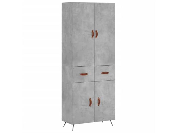 Highboard Betongrau 69,5x34x180 cm Holzwerkstoff Schrank Metallfüße, viel Stauraum, Türen, Holzwerkstoff, Betongrau