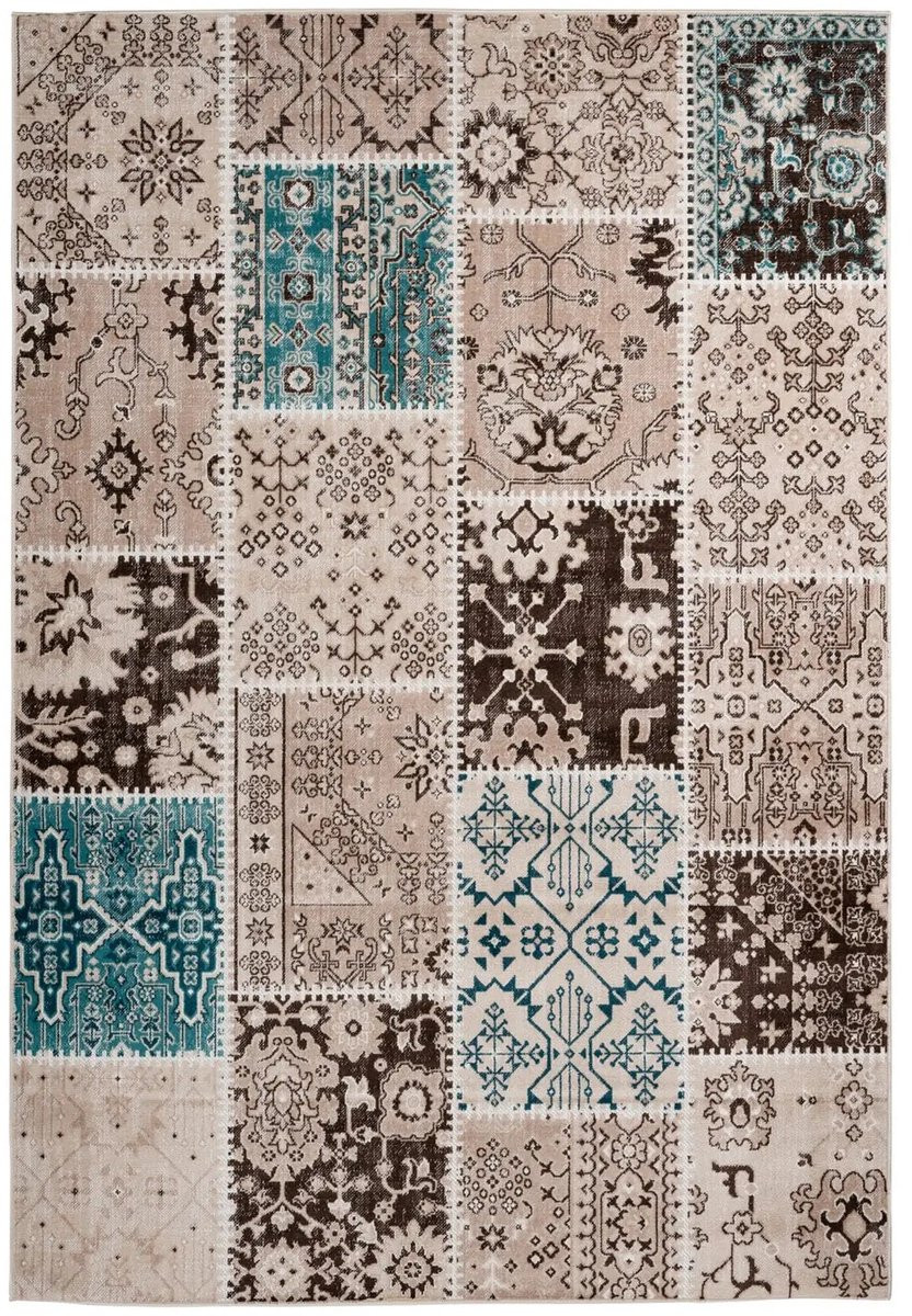 Ariya Vintage Vloerkleed Patchwork Taupe Modern Rechthoekig