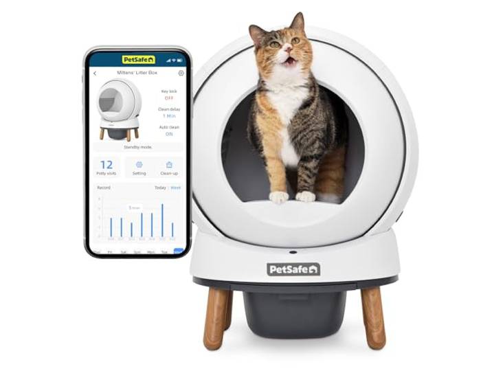 PetSafe ScoopFree SmartSpin Zelfreinigende Kattenbak - Geavanceerde Geuroptimum & Gezondheidsmonitoring - App Bestuurd - Compatibel Met Elke Kattenbakvulling