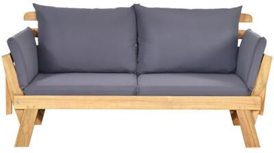 Costway Patio Convertible Solid Wood Sofa with Cushion