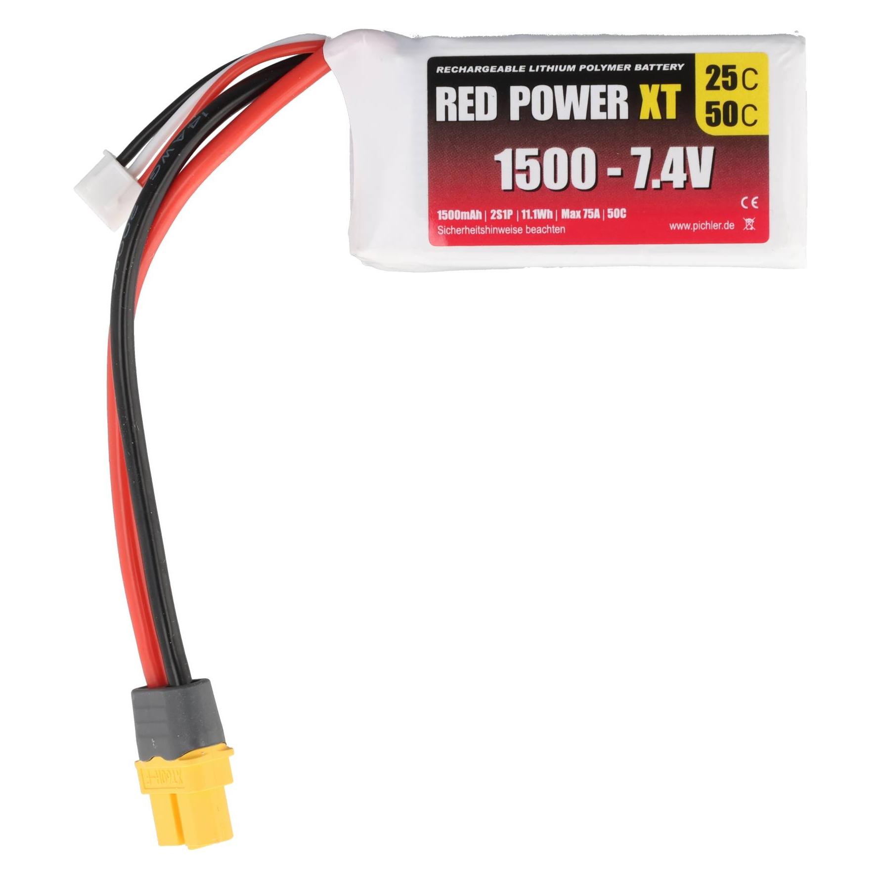 Red Power Modellbau-Akkupack (LiPo) 7.4 V 1500 mAh Softcase XT60 (1500 mAh, 7.40 V) (15414)