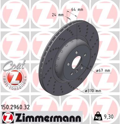 Zimmermann Bremsscheibe 150296032 Hinterachse Rechts 370mm 24mm Für Bmw