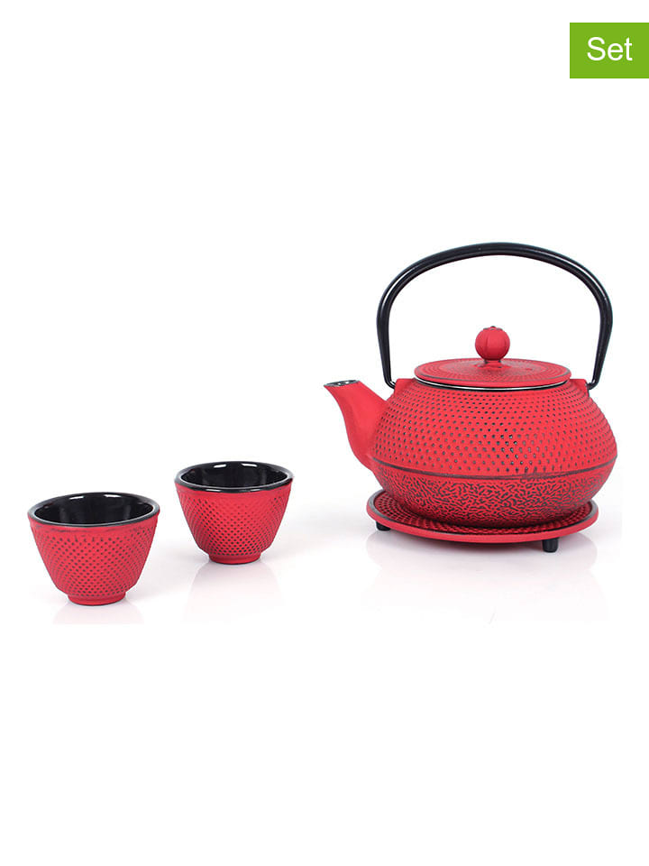 Echtwerk 4tlg. Set: Teekanne in Rot - 800 ml - onesize