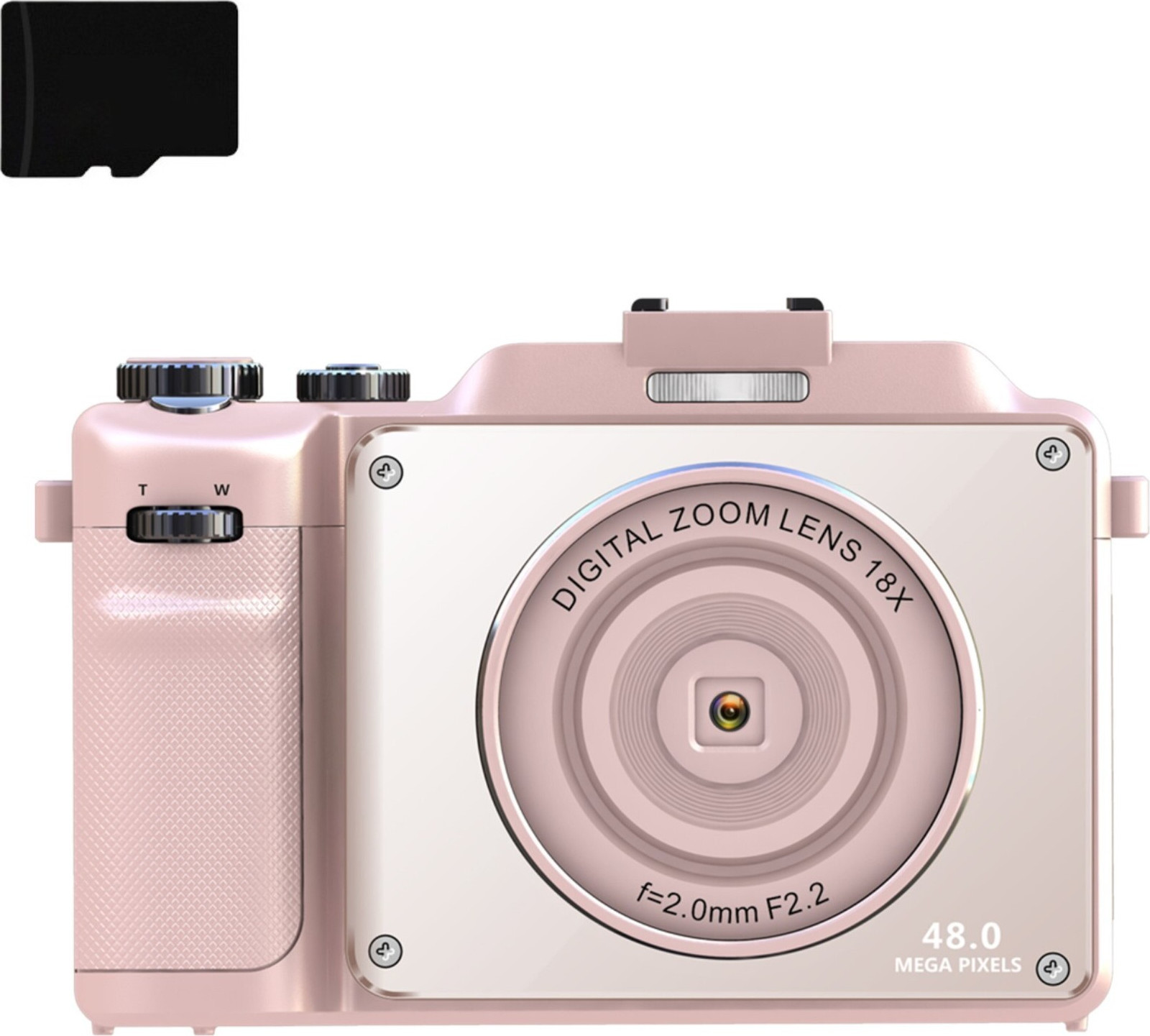 INF Digitale camera 4K/48MP met 18X digitale zoom, autofocus en dubbele camera inclusief 32GB geheugenkaart, Roze