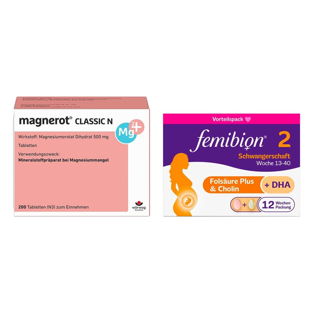 Magnerot Classic N Tabletten + Femibion 2 Schwangerschaft Kombip 08105443