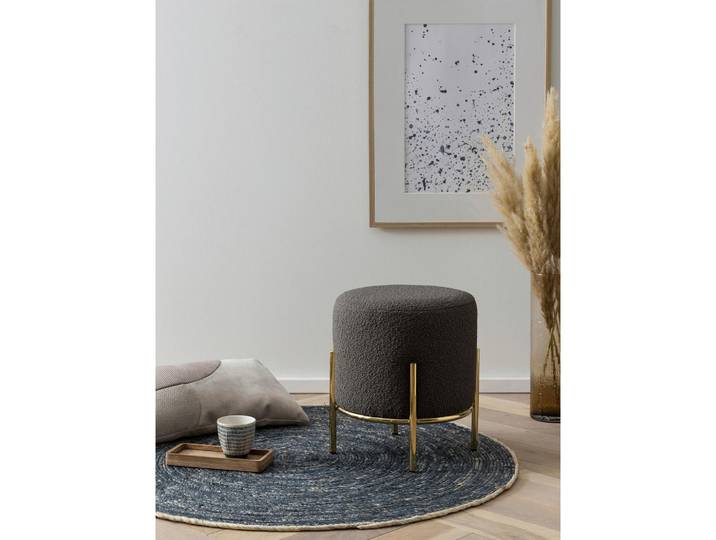Livetastic Hocker, Anthrazit, Gold, Metall, rund, 38 cm, Wohnzimmer, Hocker, Sitzhocker