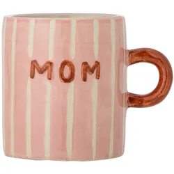 Bloomingville Cherish Becher MOM Rose aus Steingut – Handbemaltes Unikat, Rose - Ø 8 x H 9 cm, 325 ml