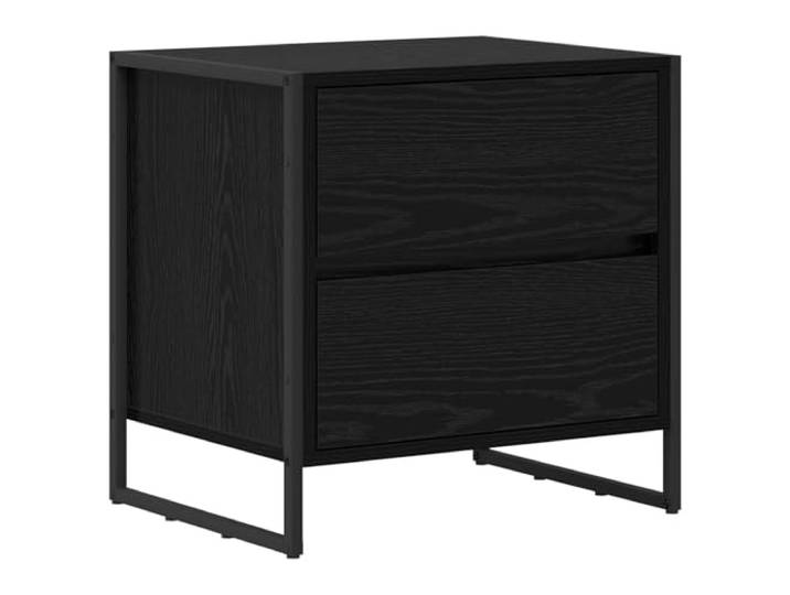 GHVBNMF Nachttisch Schwarz Eichen-Optik 50x39,5x50 cm Beistelltisch Stilvoller Kommode-Schrank für Schlafzimmer und Wohnraum mit 2 geräumigen Schubladen für optimale Ordnung.