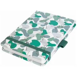 2x Sigel, Heft + Block, Notizblock Jolie Winter Linear Leaves (A6+, Gepunktet, Harter Einband)