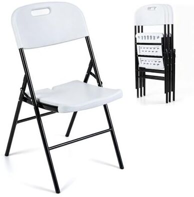 Costway Folding Plastic Chairs 4 Pack w/ HDPE Backrest & Seat 330 LBS for Indoor Outdoor Events-White