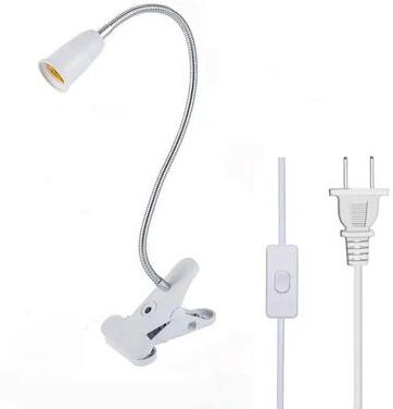 ilyeco Flexible Gooseneck Desk Lamp Holder, 360 Rotating E27 Light Base For Single Double Bulb Socket (Clip On) single head