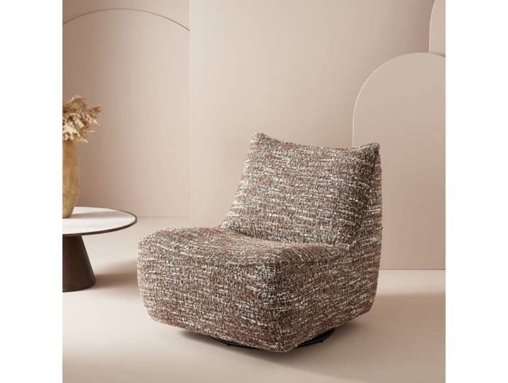 Fauteuil pivotant en tissu marron