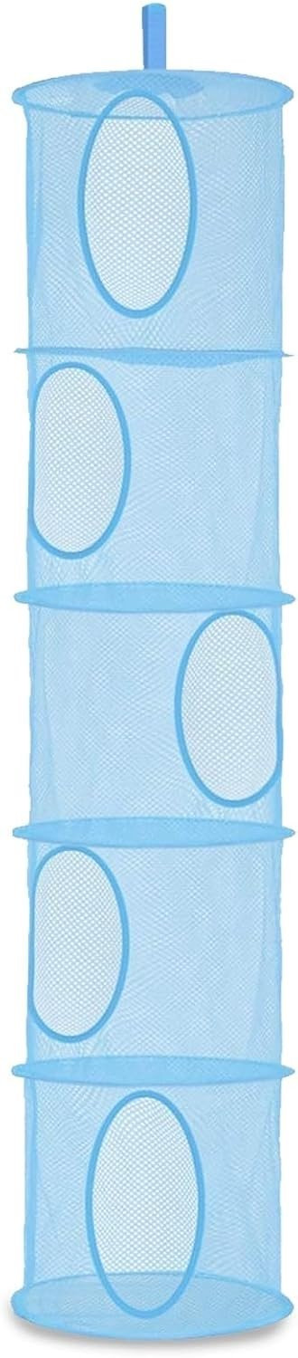 Opvouwbare opbergmand met 5 compartimenten voor knuffels, speelgoed en accessoires in blauw