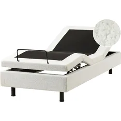 BETT verstellbar ohne Kopfteil Bouclé 80/200 cm Cremeweiß Duke