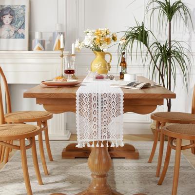 Enova Home Fashion Cotton Table Runner with Tassels