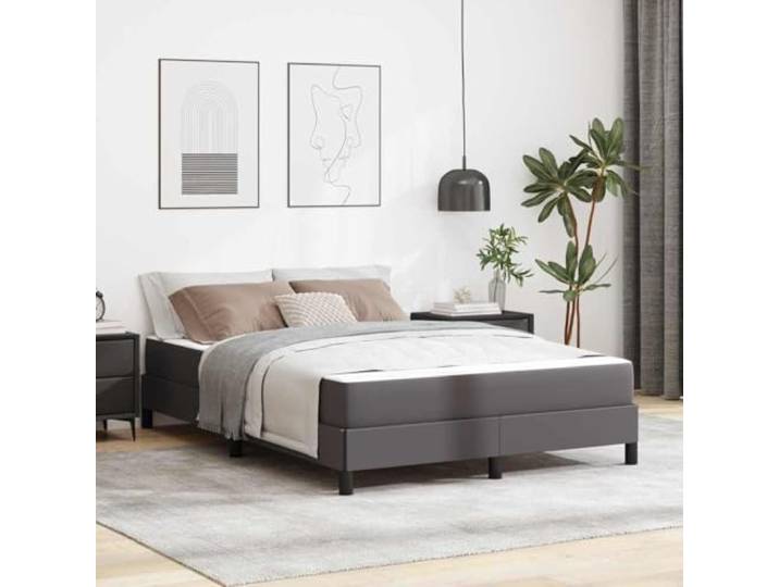 Stoffbezug Multi Zone Komfort Bettgestell Holzwerkstoff Modern Grau 140x200 Bettrahmen mit Matratze Grau 140 x 200 cm Stoff Doppelbett mit Lattenrost Komfort Schaumstoff Polsterbett