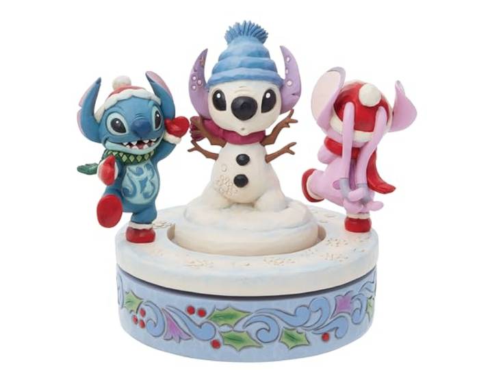 ENESCO Bedrijf - Disney Stitch & Angel WSnowman Rotator 6In Figuur