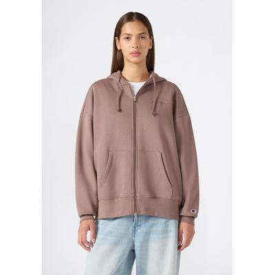 Kapuzensweatjacke CHAMPION "SPORTWEAR ZIP-UP HOODIE Oversized Fit", Damen, Gr. L, braun (dpu), Obermaterial: 70% Baumwolle, 30% Polyester, Sweatjacken, mit Kapuze, Oversized Fit, aus Baumwolle und Polyester