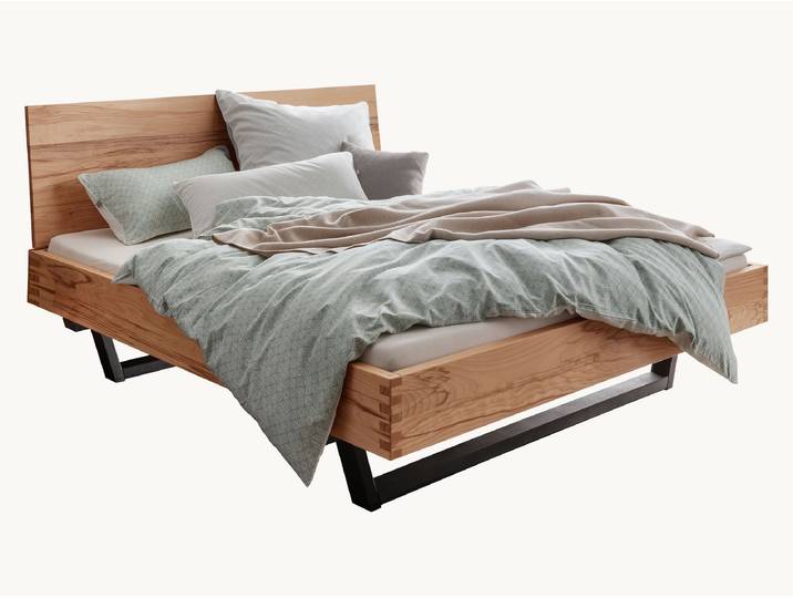 Schwebebett Sincera - Kernbuche geölt - 42 cm - 90x200 cm - Holzkufen geölt - mit Kopfteil
