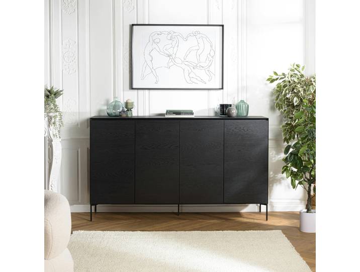 Buffet moderne 4 portes bois couleur noire MAYENCE