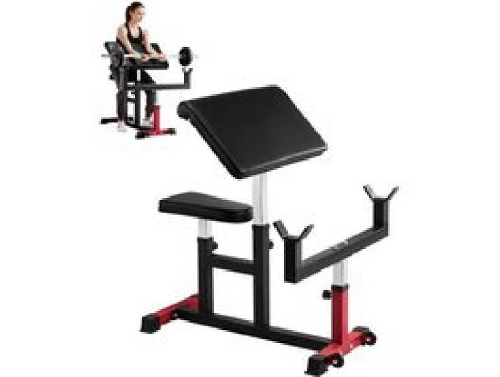 VEVOR Preacher Curl Bench Biceps Machine voor krachttraining, (Max. belasting 200 kg) Fitnessapparatuur voor thuis, Bicepsstation voor halters en dumbbells in zitting, Verstelbare halterbanken