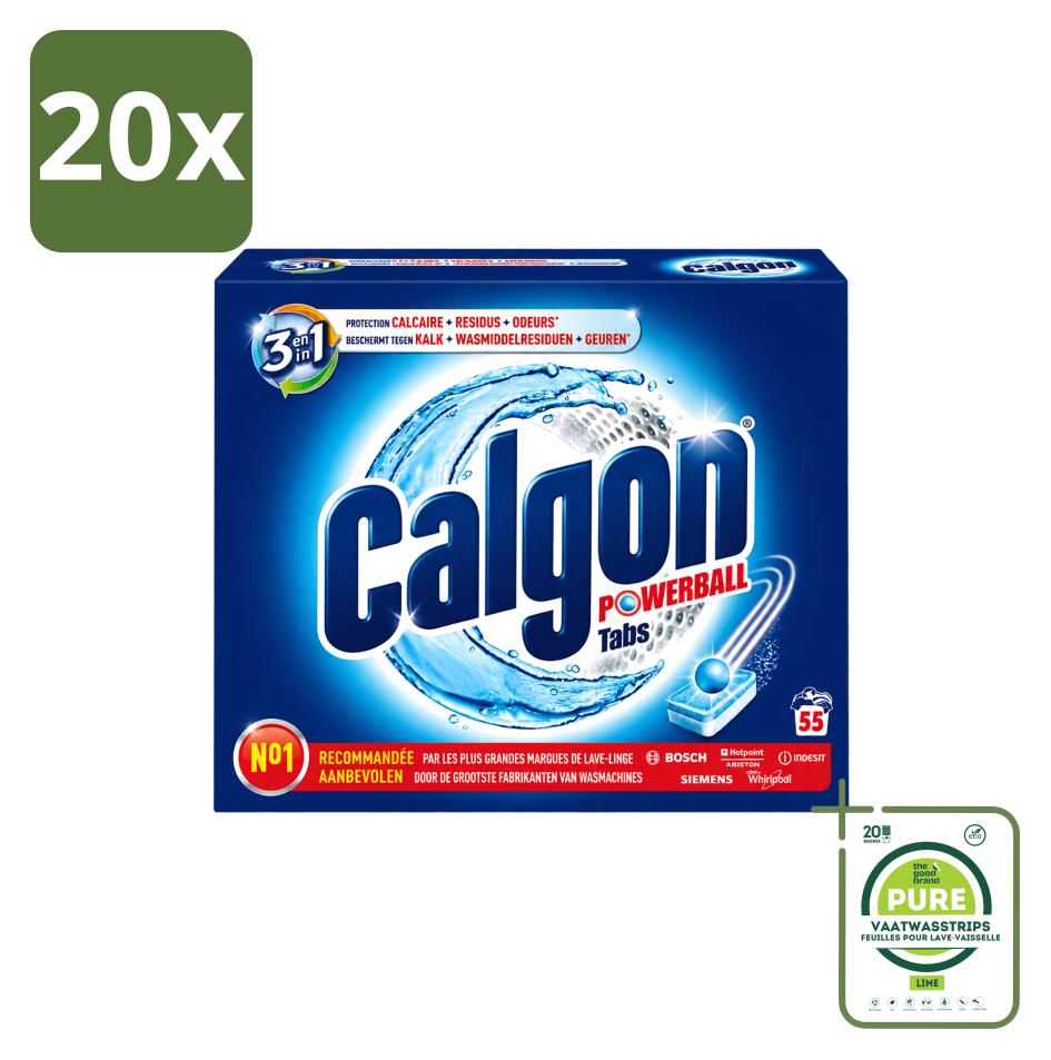 20 x Calgon Wasmachinereiniger 3-in-1 Tabletten tegen Kalk en Geuren - Großpackung - 20 Stücke
