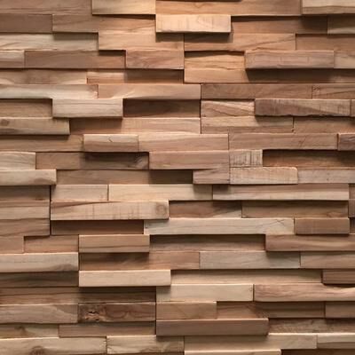 Wall!Supply 0.79 in. x 7.09 in. x 19.49 in UltraWood Teak Firenze Jointless Z-shape Interlocking (10-Pack)