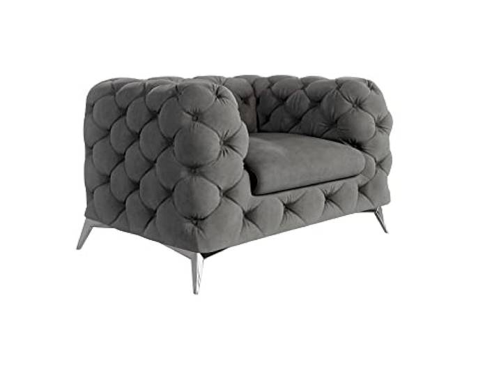 S-Style Möbel Maria Sessel Stuhl Wohnzimmer Chesterfield Loungesessel Clubsessel Polstersessel Cocktailsessel Wartezimmer Einzelsessel Möbel Sofa Sessel & Stühle Lounge Grau 125x100x73 cm