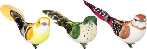 Federvögel mit Klammer, 11 cm, 3 Stück