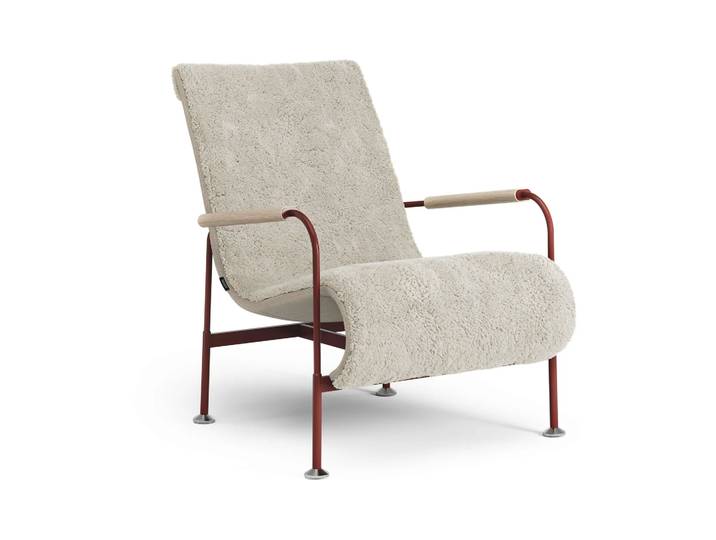 Swedese Fauteuil Serpentine Peau de mouton Moonlight-rouge