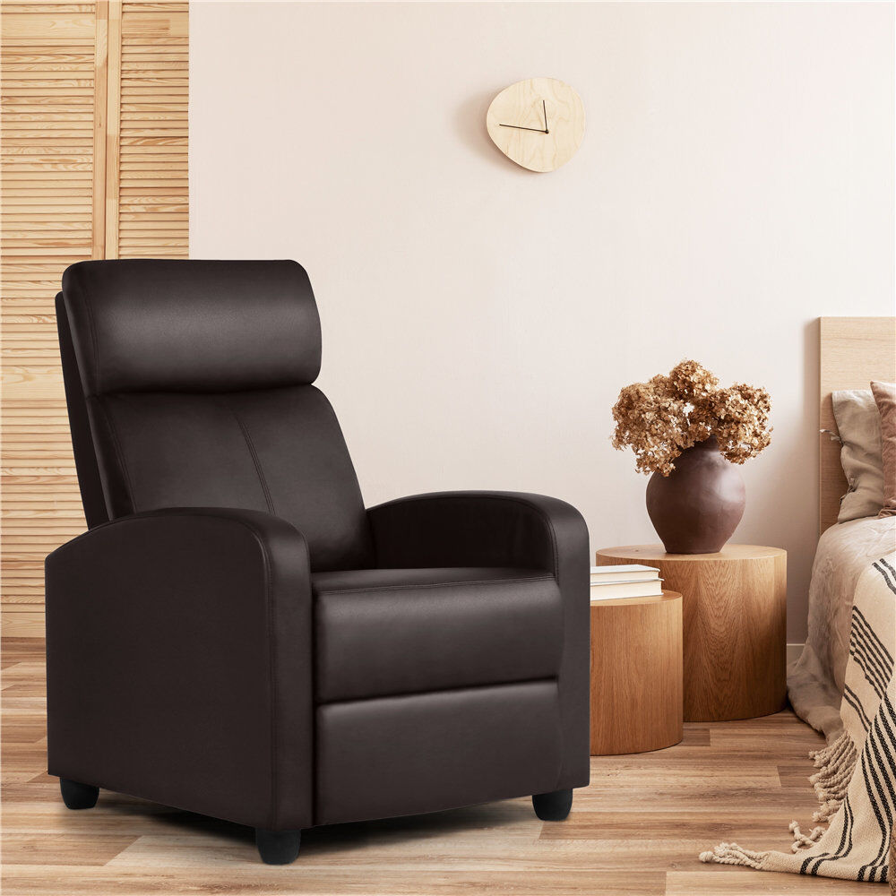 Yaheetech Manual Glider Recliner Armchair with 3 Relaxation Modes Brown 99.5cm H X 67cm W X 85cm D